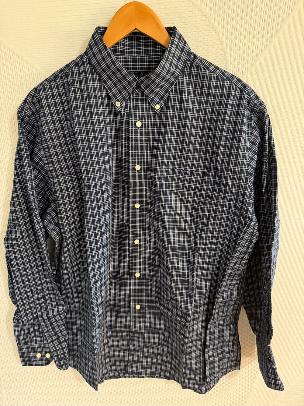 Jos. A. Bank Navy and White Plaid Button-Down Shirt NWOT